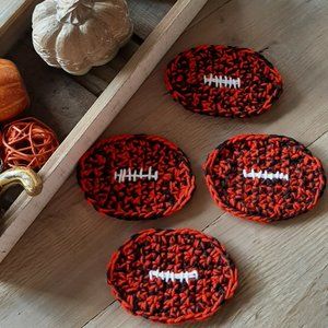 Cleveland browns crochet football coasters set of 4